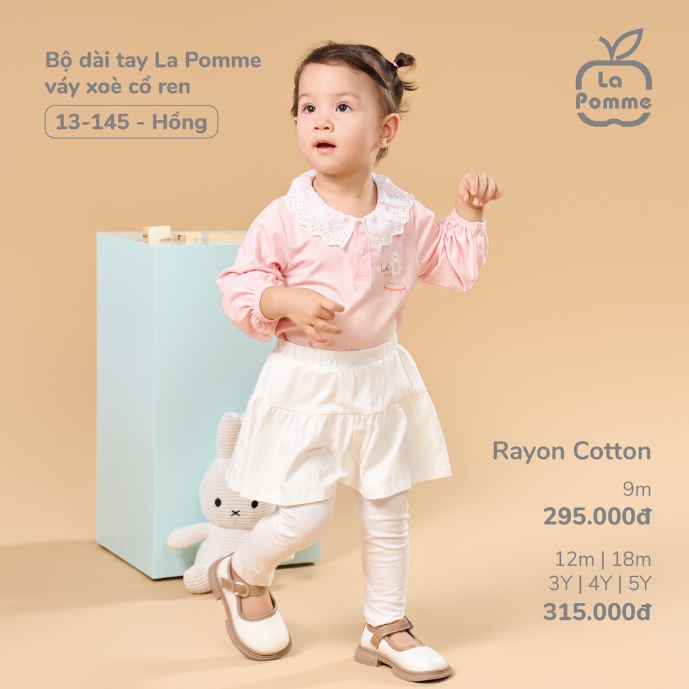 Bộ dài tay La Pomme váy xoè cổ ren