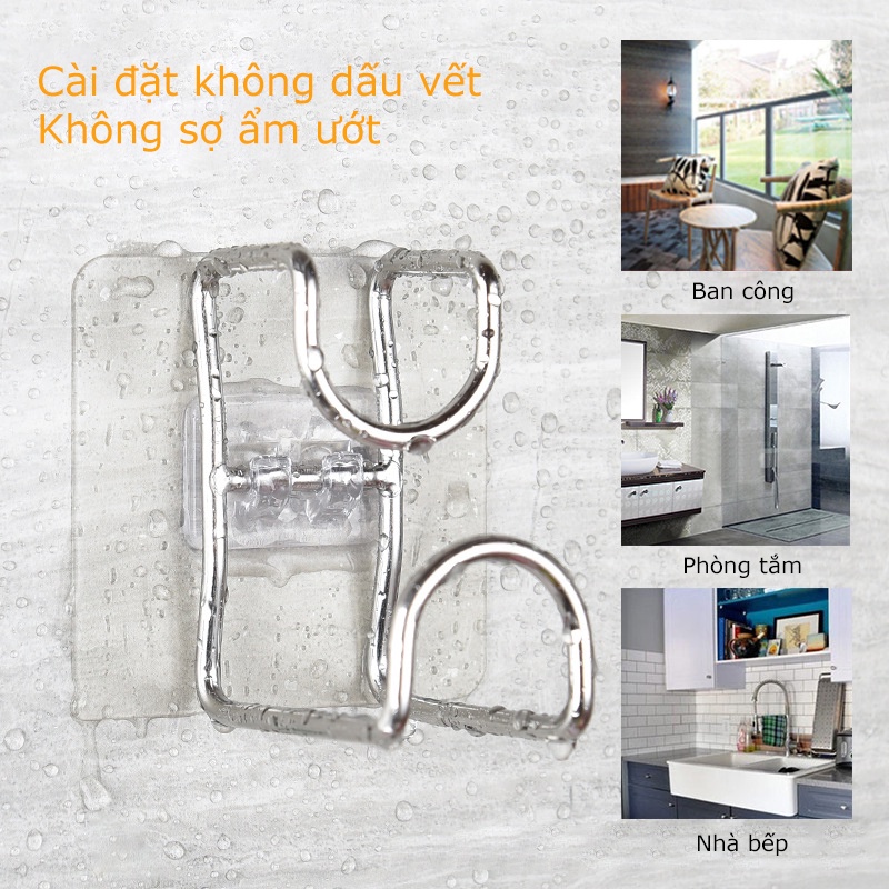 Thanh Treo Đồ Dán Tường 6 Móc Trong Suốt Siêu Dính GARIN