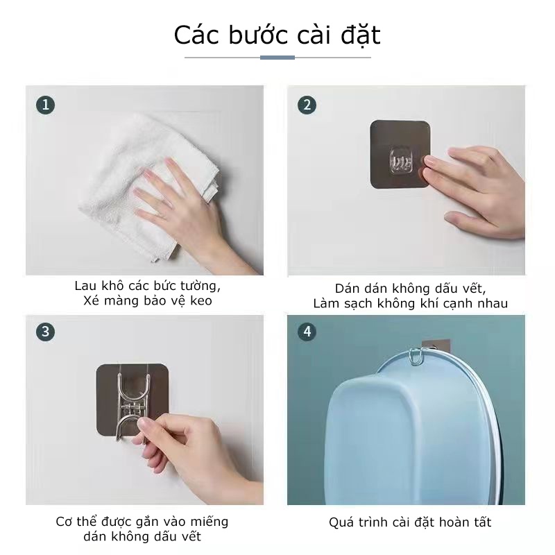 Thanh Treo Đồ Dán Tường 6 Móc Trong Suốt Siêu Dính GARIN