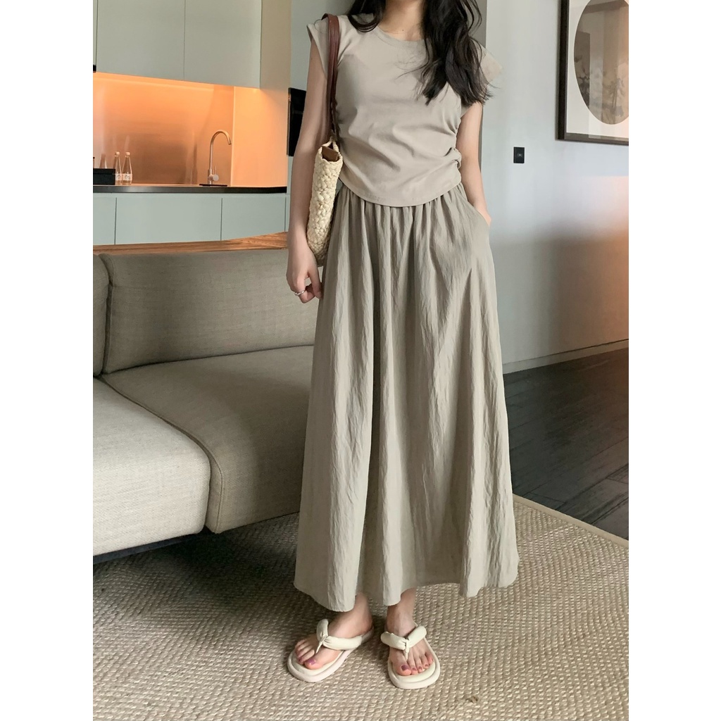 Chân Váy Chữ a Lưng Cao Co Giãn Phong Cách retro Thời Trang Mùa Hè Mới Dành Cho Nữ