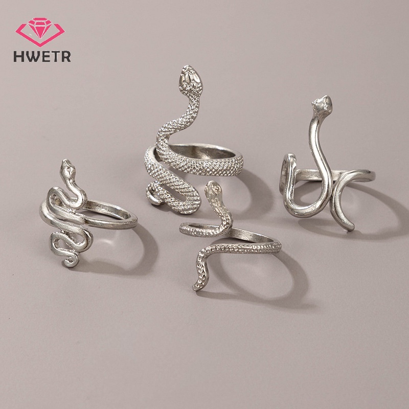 Set 4 Nhẫn Hình Rắn Thời Trang Dành Cho Nữ Mới