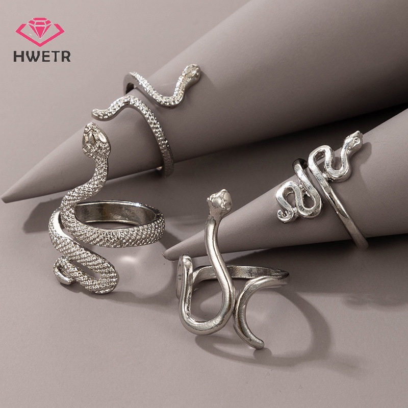 Set 4 Nhẫn Hình Rắn Thời Trang Dành Cho Nữ Mới