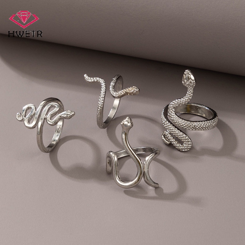Set 4 Nhẫn Hình Rắn Thời Trang Dành Cho Nữ Mới