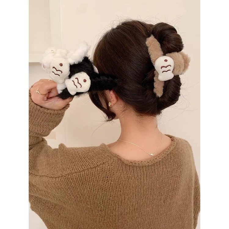 Kẹp Tóc Hình Cá Mập Bằng Lông Nhung Thời Trang Thu Đông Phong Cách Mới Dành Cho Nữ