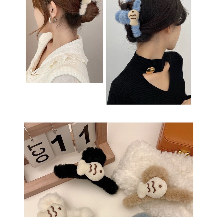Kẹp Tóc Hình Cá Mập Bằng Lông Nhung Thời Trang Thu Đông Phong Cách Mới Dành Cho Nữ