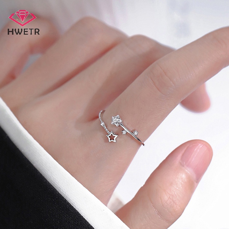 Nhẫn Hở Hình Ngôi Sao Năm Cánh Đính Đá zircon Thời Trang Hàn Quốc Cho Nữ Mới