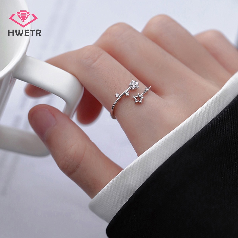 Nhẫn Hở Hình Ngôi Sao Năm Cánh Đính Đá zircon Thời Trang Hàn Quốc Cho Nữ Mới
