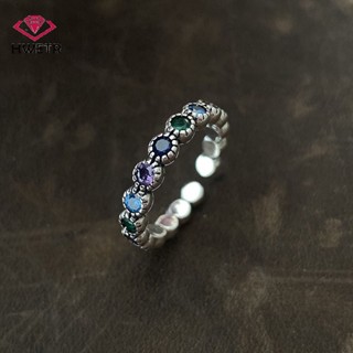  Nhẫn Dây Xích zircon Tròn Nhiều Màu Tùy Chỉnh Sáng Tạo Phong Cách retro Cho Nữ Mới 