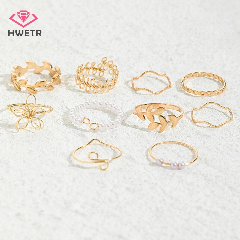 Bộ Nhẫn Đeo Tay Dây Xích Kim Loại Hình Hoa / Bướm / Gợn Sóng Phong Cách bohemian vintage Cho Nữ Mới