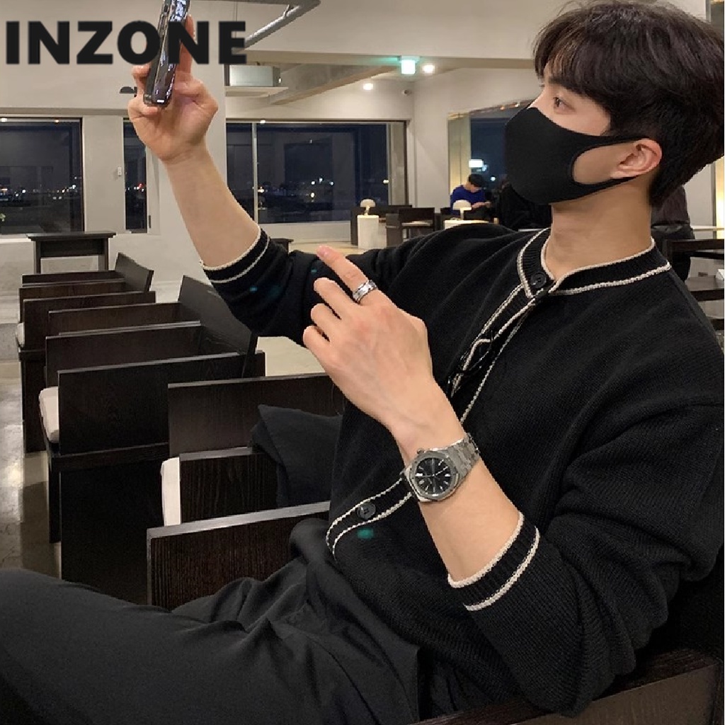 Áo Khoác cardigan Dệt Kim Tay Dài Màu Đen Thời Trang Cao Cấp Cho Nam