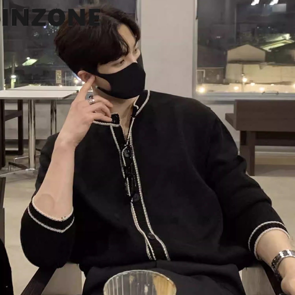 Áo Khoác cardigan Dệt Kim Tay Dài Màu Đen Thời Trang Cao Cấp Cho Nam