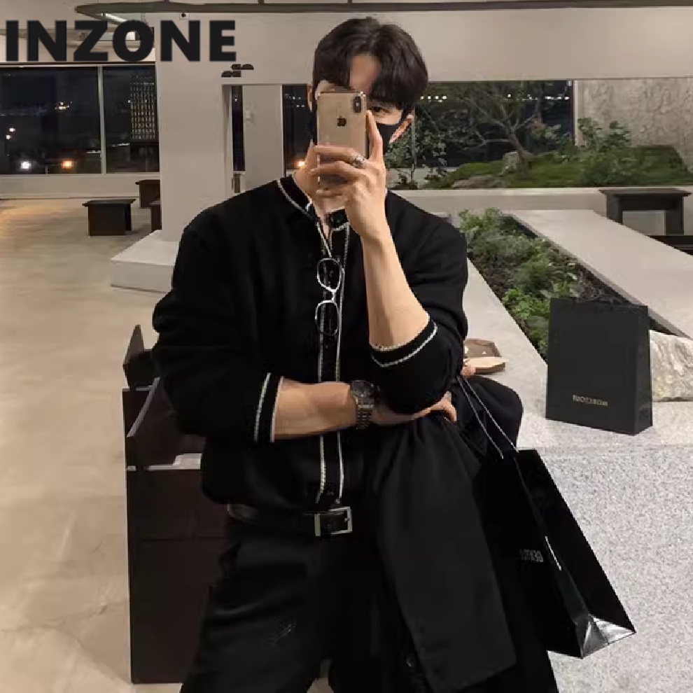 Áo Khoác cardigan Dệt Kim Tay Dài Màu Đen Thời Trang Cao Cấp Cho Nam