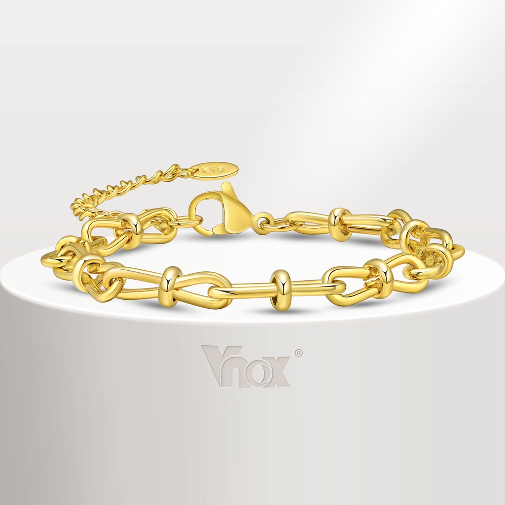 Vnox Vòng Đeo Tay Mạ Vàng 18k Thắt Nơ Xinh Xắn Cho Nữ