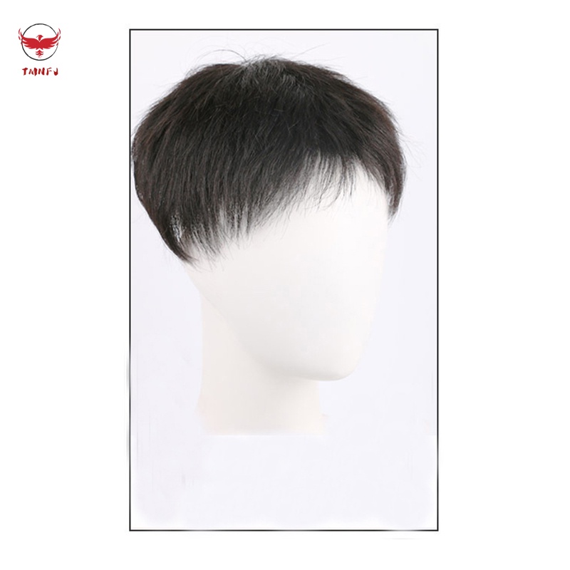 Tóc Giả Ngắn 13 * 14cm Màu Đen Kèm Lưới Kẹp 16 * 18cm Dành Cho Nam Giới