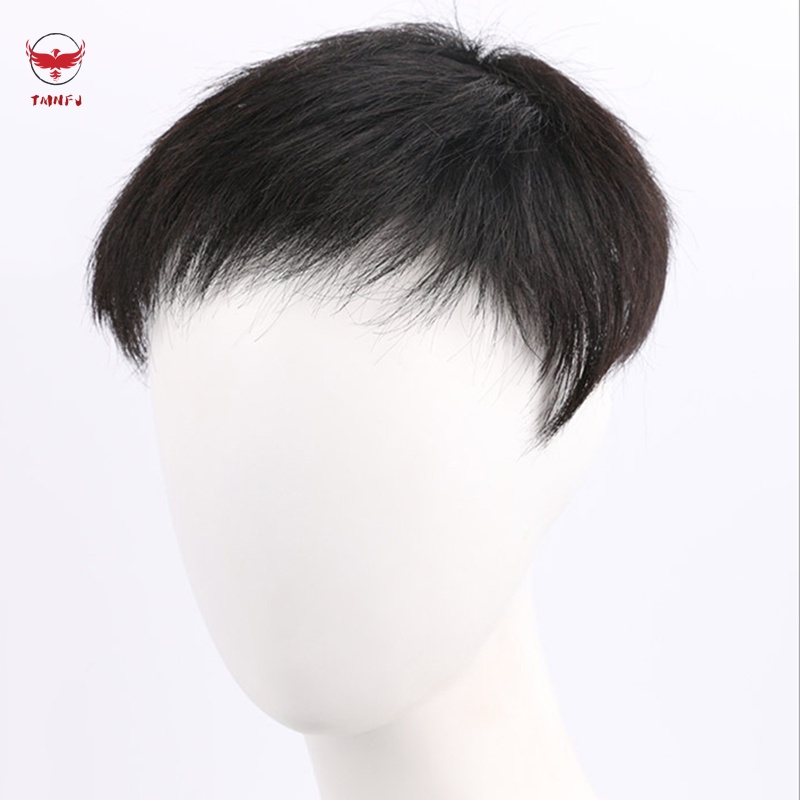 Tóc Giả Ngắn 13 * 14cm Màu Đen Kèm Lưới Kẹp 16 * 18cm Dành Cho Nam Giới