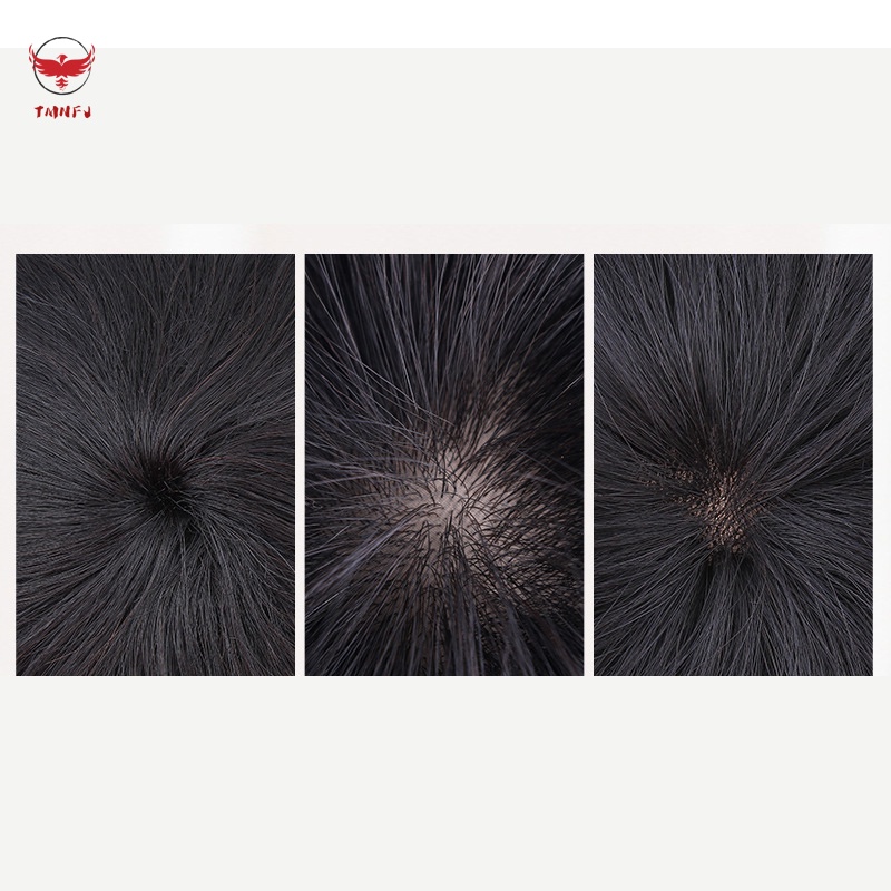 Tóc Giả Ngắn 13 * 14cm Màu Đen Kèm Lưới Kẹp 16 * 18cm Dành Cho Nam Giới