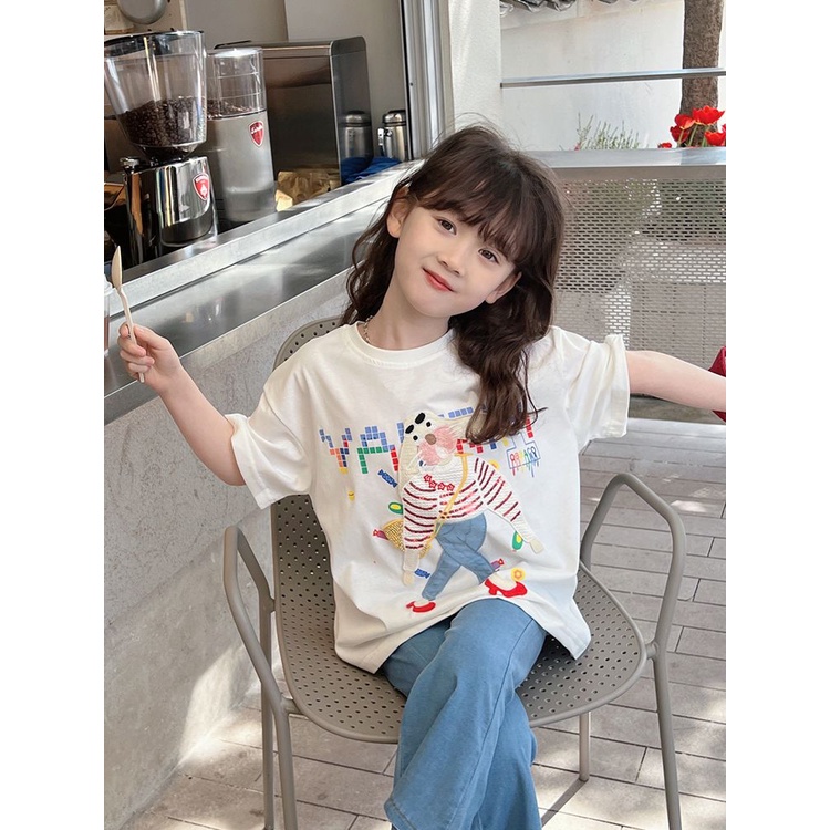 Áo Thun Tay Ngắn Bằng Vải cotton Mềm In Hình Hoạt Hình Thời Trang Xuân Hè Dành Cho Bé Gái 4-14 Tuổi