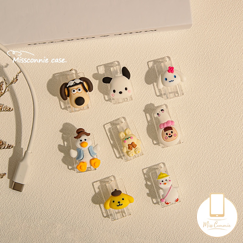 Bộ Phụ Kiện Bảo Vệ Dây Cáp Sạc Búp Bê 3d Hình Bánh donut / Trà Sữa / Hoa Đào / Phi Hành Gia / Phi Hành Gia / nasa / buzz lightyear / alien