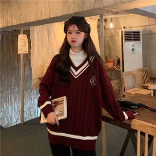 Áo len tay dài cổ chữ v thời trang cho nữ