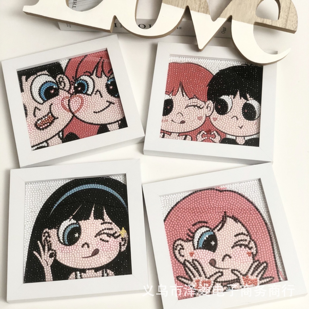 Bộ Tranh Đính Đá Tự Làm Toàn Diện Họa Tiết Công Chúa Và Bướm Có Khung Trang Trí