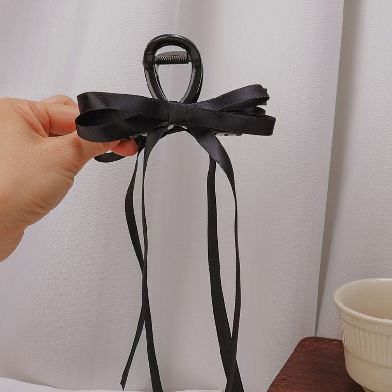 Thời Trang Kẹp Tóc Hình Chiếc Nơ Màu Đen Bằng acrylic Phong Cách retro