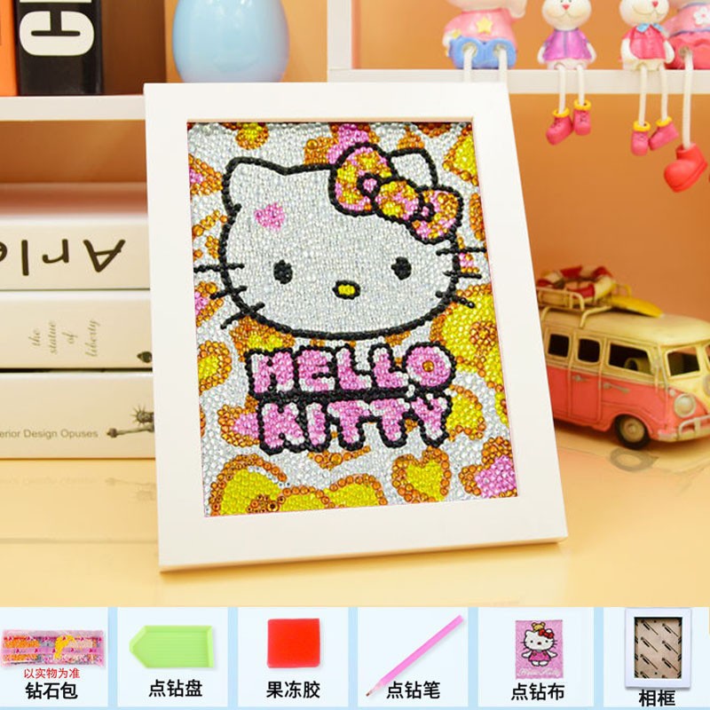 Bộ Tranh Đính Đá Tự Làm Hình Hello Kitty Cho Bé