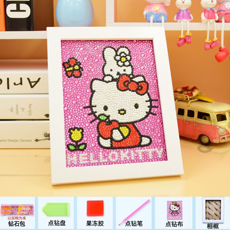 Bộ Tranh Đính Đá Tự Làm Hình Hello Kitty Cho Bé