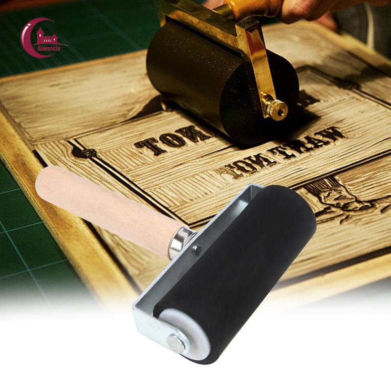 Almencla Con Lăn Cao Su Cán Gỗ 4in Chuyên Dụng Cho Vẽ Tranh Sơn Dầu