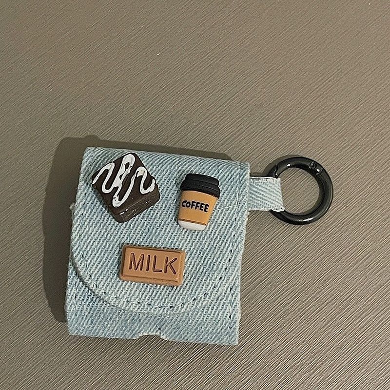 Vỏ Bảo Vệ Hộp Sạc Tai Nghe bluetooth Không Dây airpods pro / 3 / 1 Hình Ly Cà Phê denim Kiểu Hàn