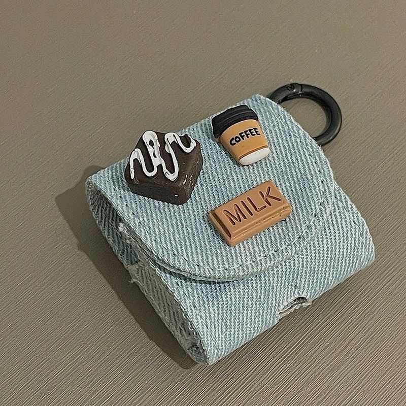 Vỏ Bảo Vệ Hộp Sạc Tai Nghe bluetooth Không Dây airpods pro / 3 / 1 Hình Ly Cà Phê denim Kiểu Hàn
