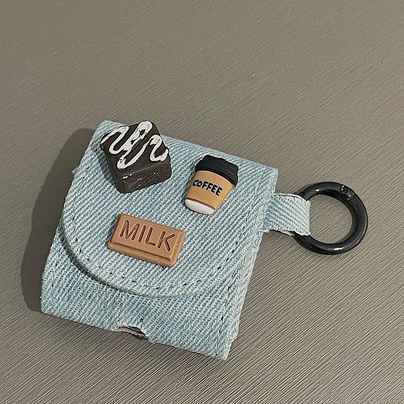 Vỏ Bảo Vệ Hộp Sạc Tai Nghe bluetooth Không Dây airpods pro / 3 / 1 Hình Ly Cà Phê denim Kiểu Hàn