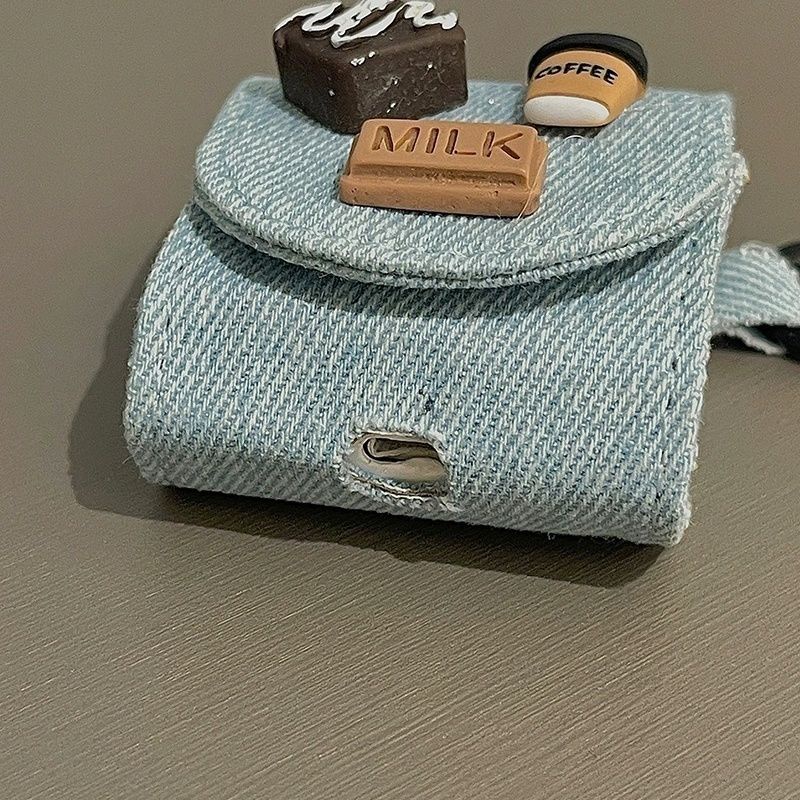 Vỏ Bảo Vệ Hộp Sạc Tai Nghe bluetooth Không Dây airpods pro / 3 / 1 Hình Ly Cà Phê denim Kiểu Hàn