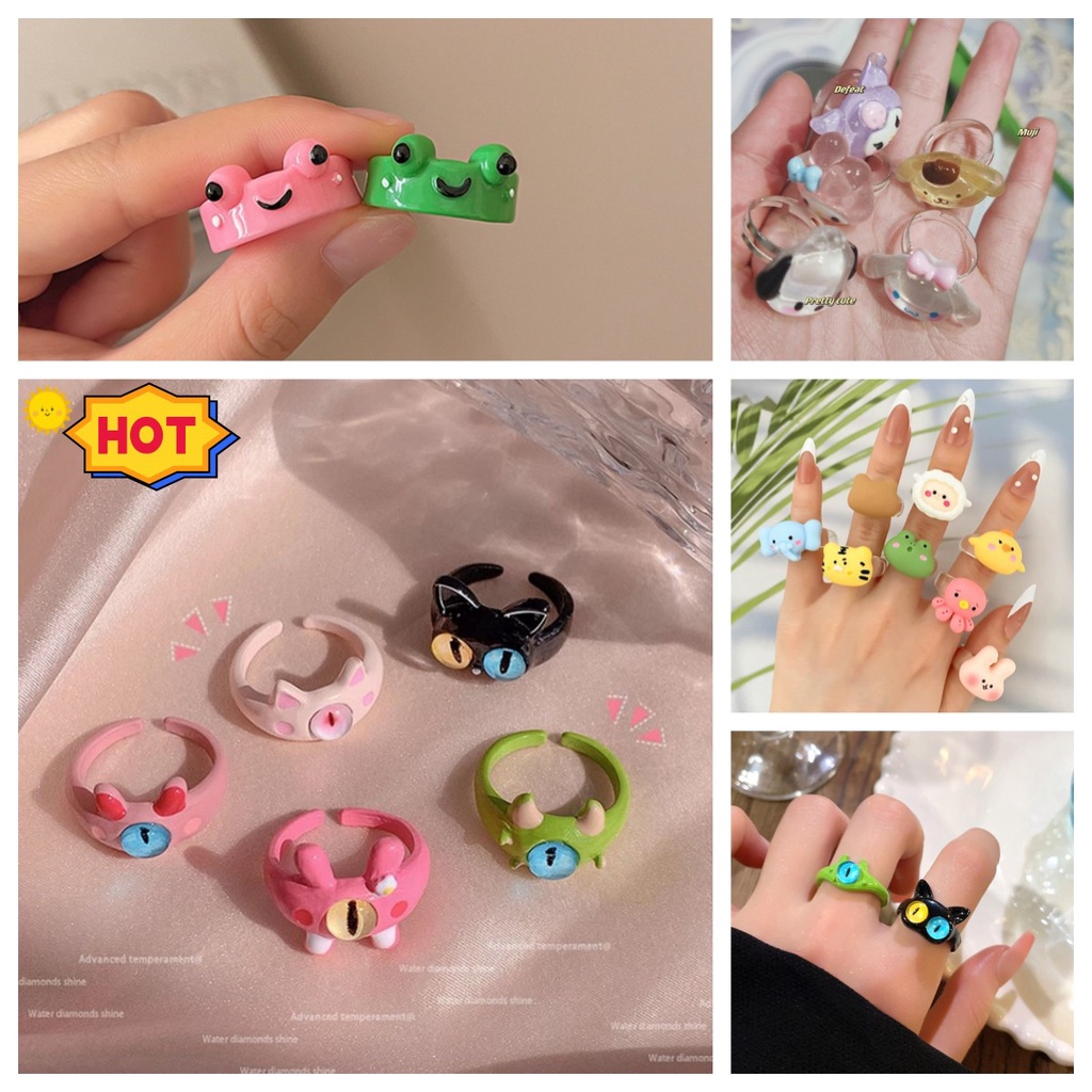 Nhẫn Resin Hình Ếch Hoạt Hình Cho Nam Nữ