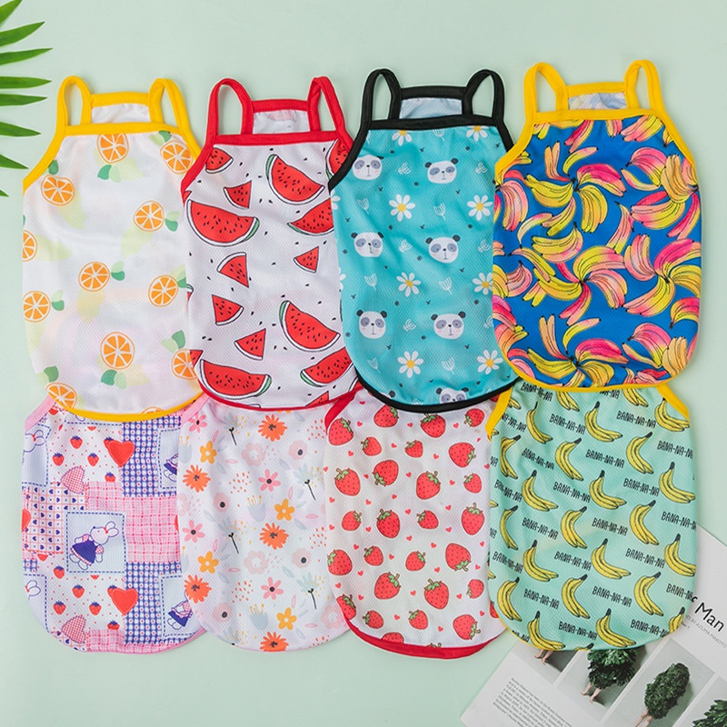 Áo Cho Chó Mèo Thú Cưng Thun Hai Dây Mỏng Có Họa Tiết Trái Cây Bắt Mắt Size XS-XXL