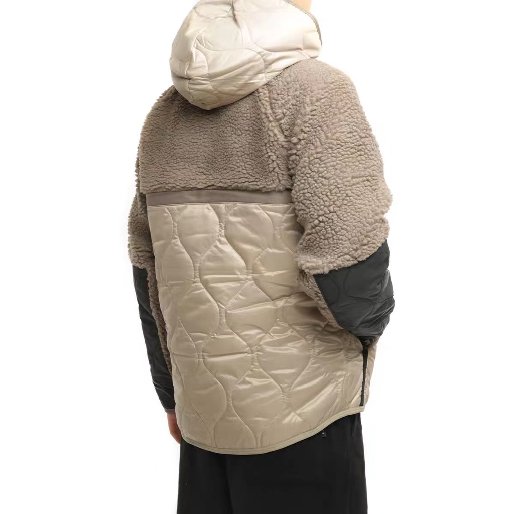 Áo Khoác nike 100% Lông Cừu Chống Gió Có Mũ Trùm Phối Màu Tương Phản Thời Trang Cho Cặp Đôi 23