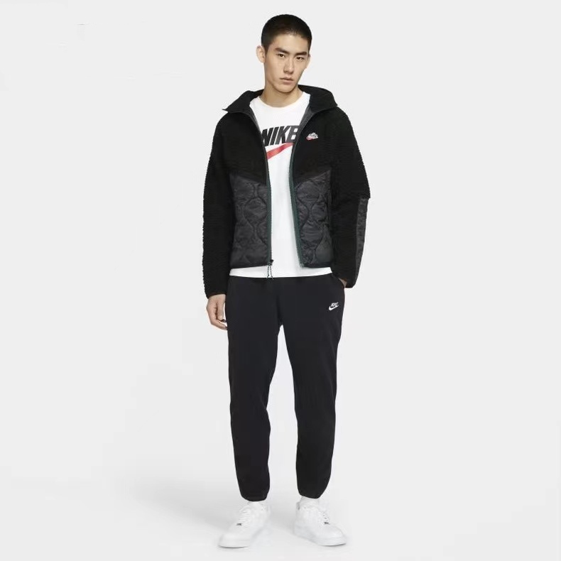 Áo Khoác nike 100% Lông Cừu Chống Gió Có Mũ Trùm Phối Màu Tương Phản Thời Trang Cho Cặp Đôi 23