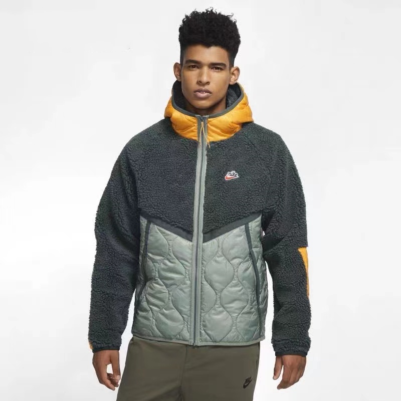 Áo Khoác nike 100% Lông Cừu Chống Gió Có Mũ Trùm Phối Màu Tương Phản Thời Trang Cho Cặp Đôi 23