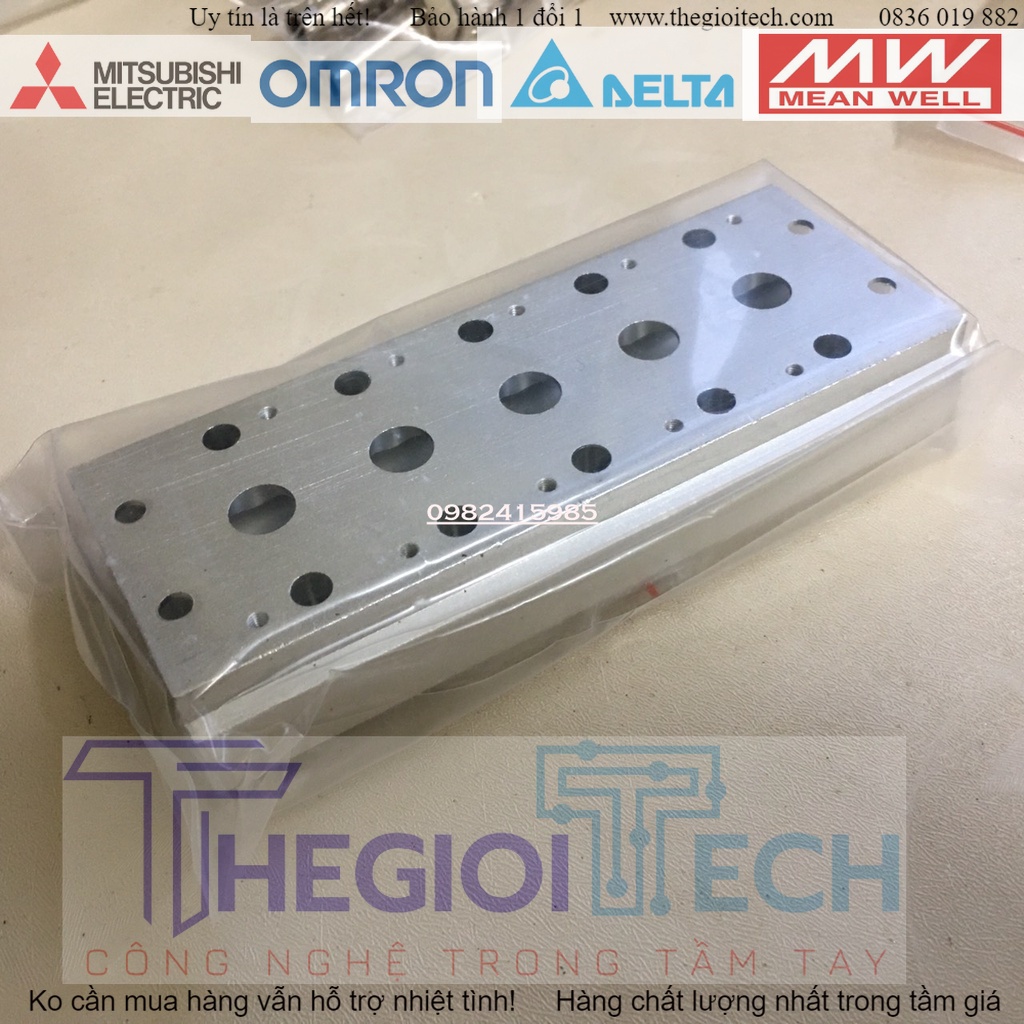 Đế van điện từ 100M-3F (Lắp van từ size 4V100 :4V110 ,4V130  ,4V120.. ) - Đế+Phụ kiện ống 6 - (Đế 3 van)