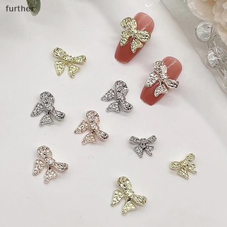 Bộ 10 phụ kiện trang trí móng tay nghệ thuật hình nơ bướm bằng hợp kim màu vàng / bạc / vàng kim / bạc phong cách cổ điển diy
