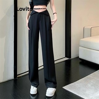 Quần dài Lovito cột dây màu trơn thường ngày cho nữ LNE20090