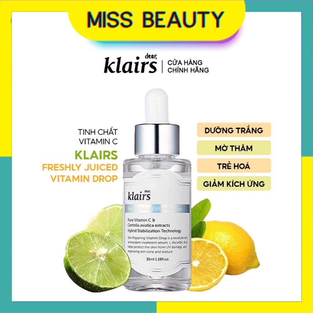 Tinh Chất Serum Vitamin C Giúp Mờ Thâm Nám, Trắng Sáng Dành Cho Da Dễ Kích Ứng Klairs Freshly Juiced Vitamin Drop 35ml
