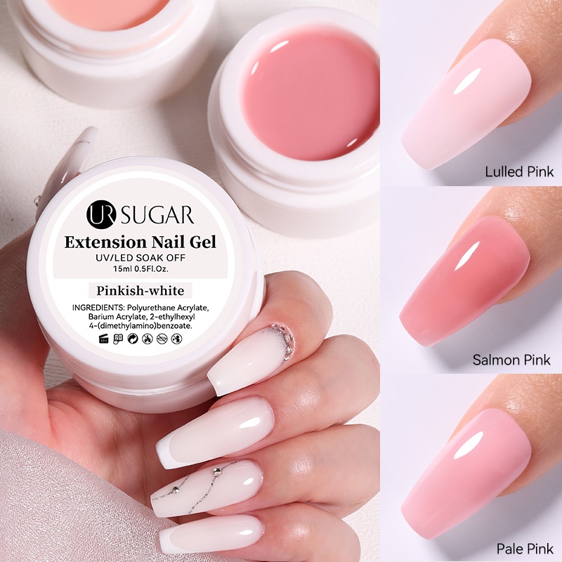 Ur sugar gel Nối Dài Móng Tay 15ml Dạng Thạch Cứng Trong Suốt Màu nude Tự Nhiên Kiểu Pháp