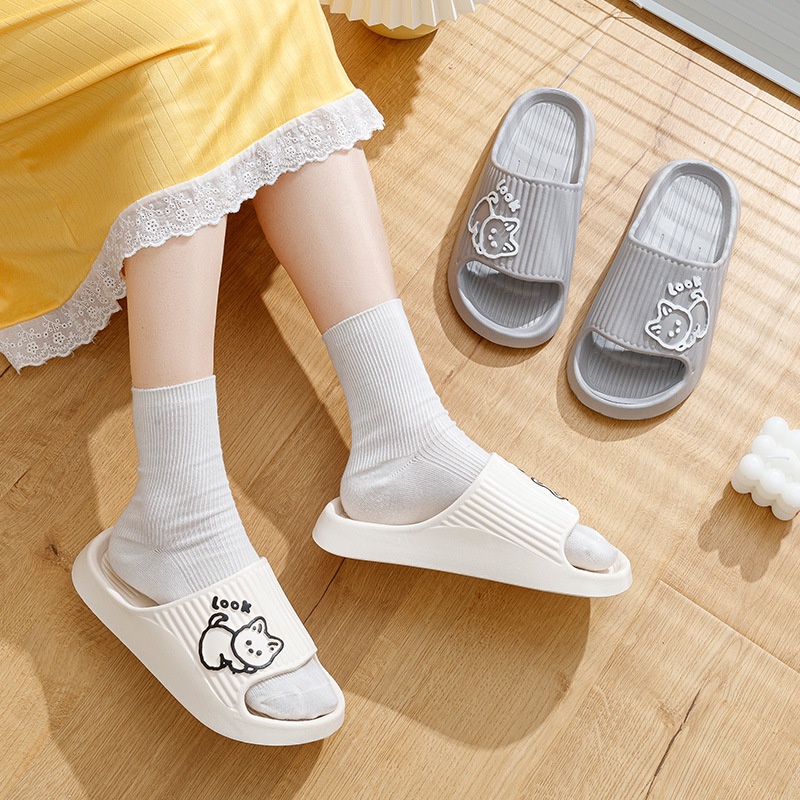 Ayuer Dép Đi Trong Nhà Nhẹ Nhàng Chống Trượt In Hình Mèo Hoạt Hình Cho Nam Và Nữ