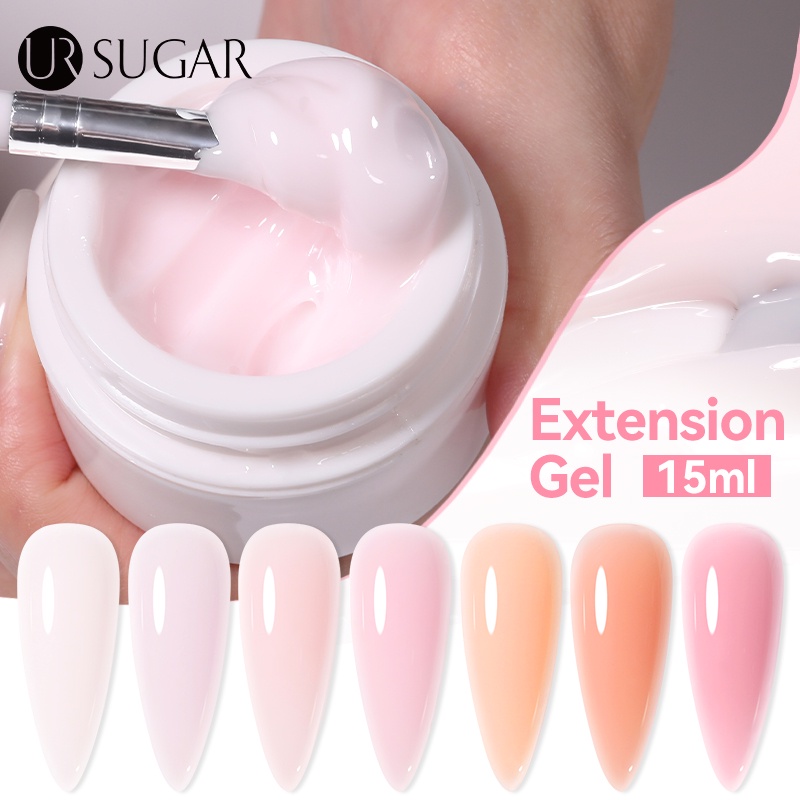 Ur sugar gel Nối Dài Móng Tay 15ml Dạng Thạch Cứng Trong Suốt Màu nude Tự Nhiên Kiểu Pháp