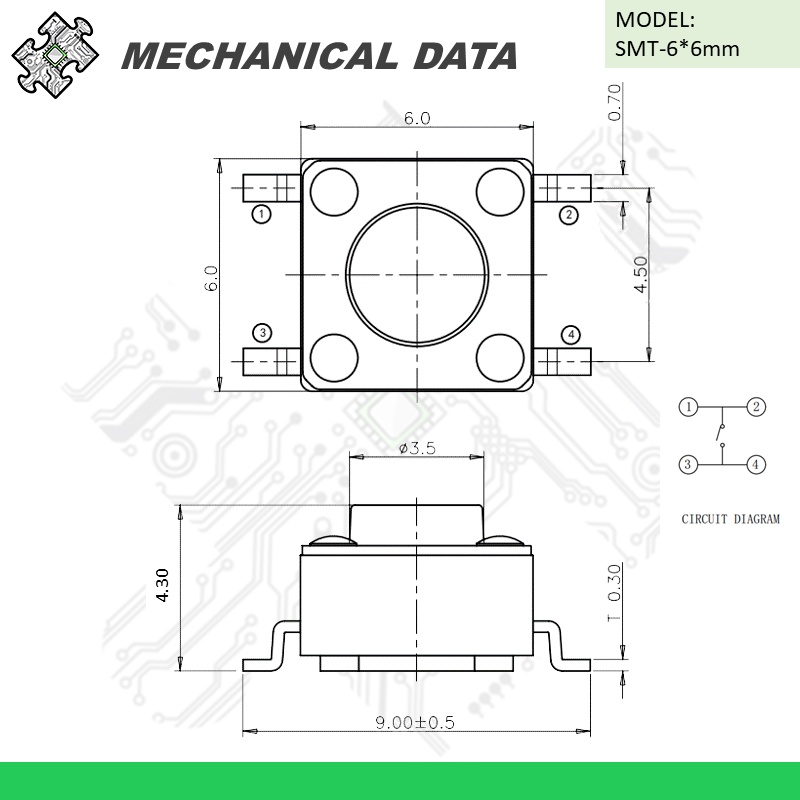 ENGLAB★Công Tắc Nút Nhấn 4.5 * 4.5mm / 6 * 6mm