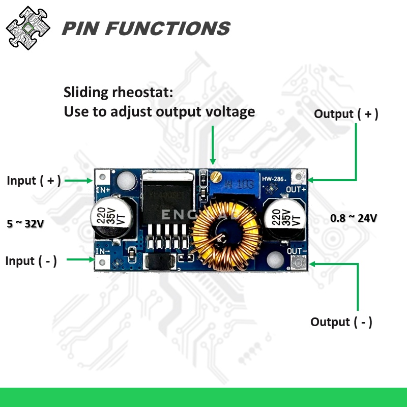 ENGLAB★Mô Đun Hạ Áp XL4005 5A Từ 5V-32V Xuống 0.8-24v Chuyên Dụng
