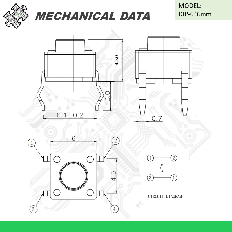ENGLAB★Công Tắc Nút Nhấn 4.5 * 4.5mm / 6 * 6mm