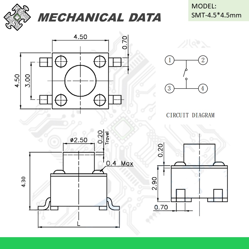 ENGLAB★Công Tắc Nút Nhấn 4.5 * 4.5mm / 6 * 6mm