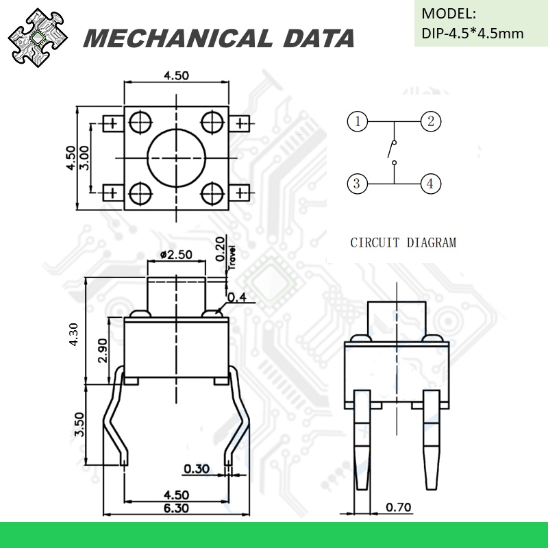 ENGLAB★Công Tắc Nút Nhấn 4.5 * 4.5mm / 6 * 6mm