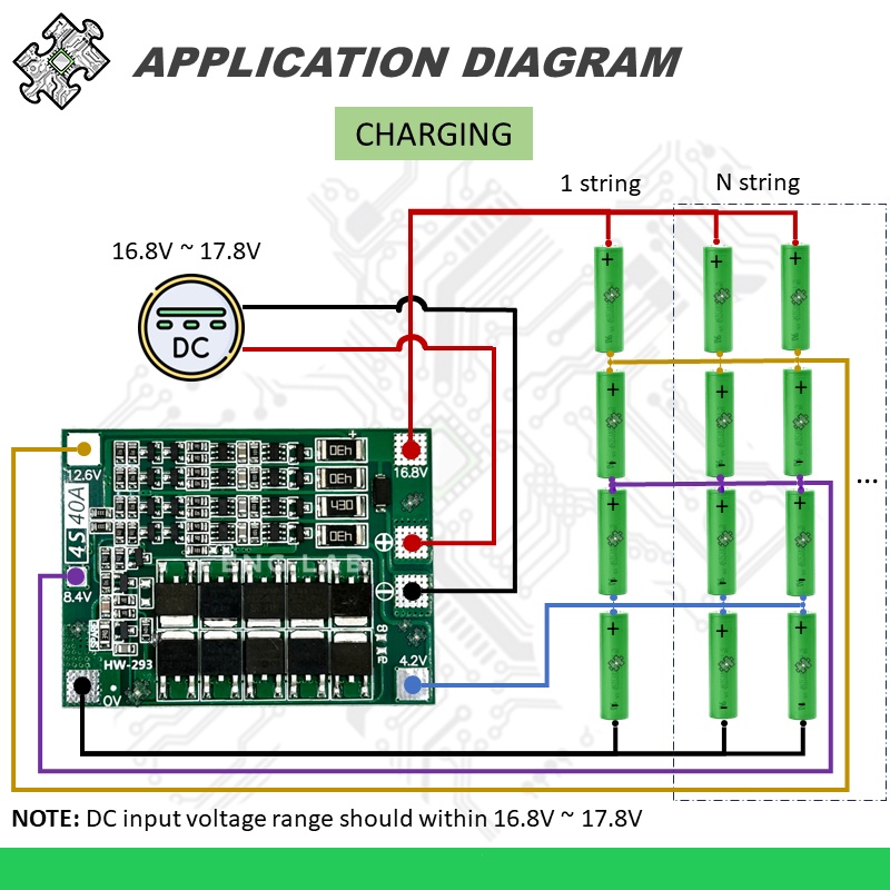 ENGLAB★Bảng Mạch Sạc Pin lithium BMS 4S 40a / 20a 18650 / 10440 / 26650 14.8v / 16.8v Sự Bảo Vệ